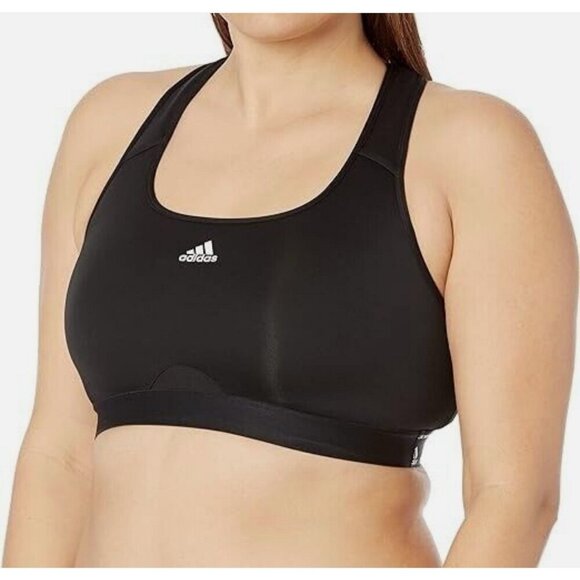 adidas Women's Bra Black 2X Powerreact Training Padded Sports Bra (HC7492) New - Picture 1 of 13
